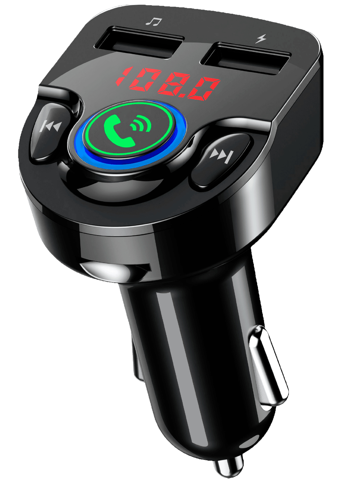 Transmisor BT Doble puerto USB PERFECT CHOICE PC-331148 – Negro, 87, 5 – 108 MHz