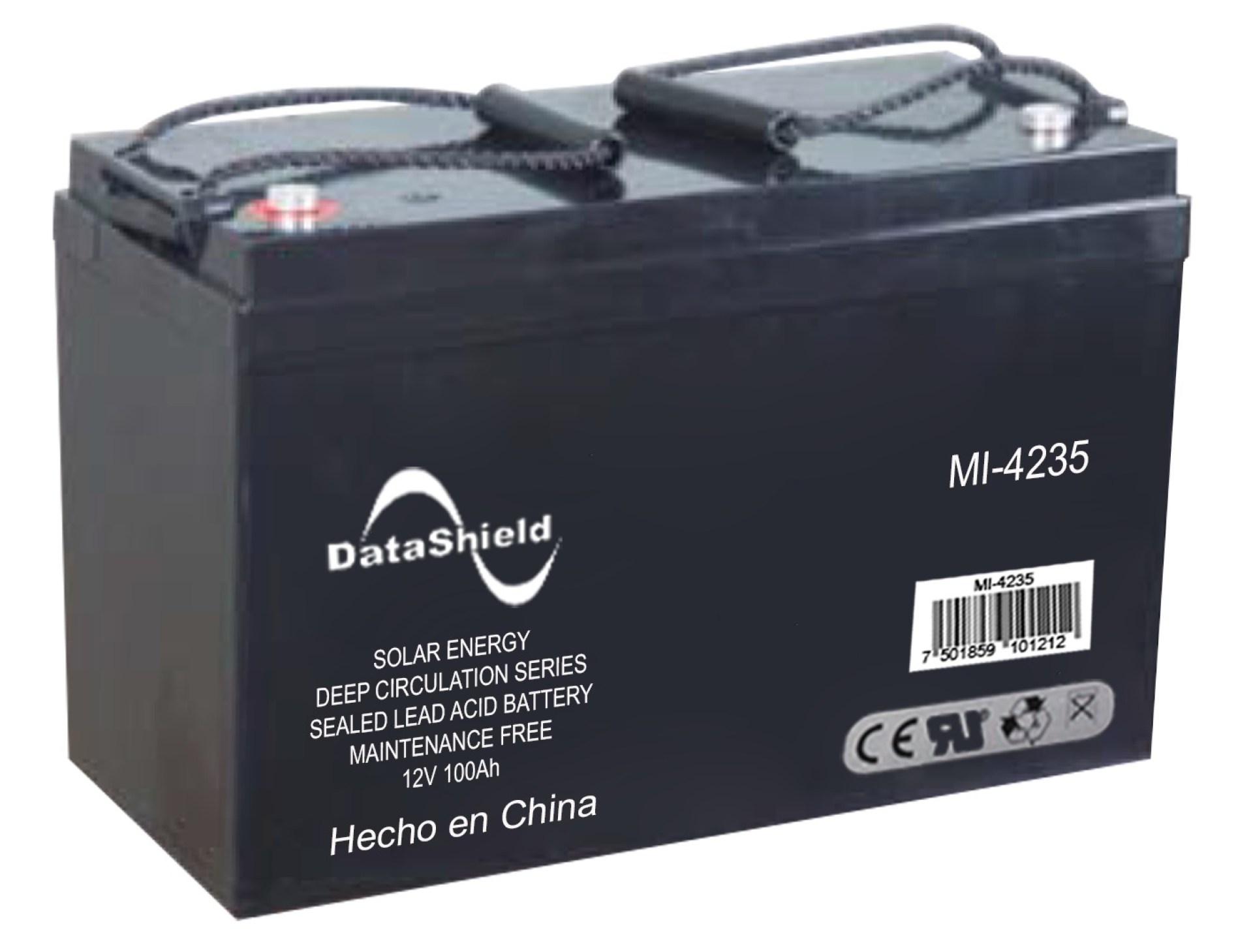 Batería  DATASHIELD MI-4235 – 100 Ah, Sistemas solares y/o inversores cargadores solares, 12 V, Negro