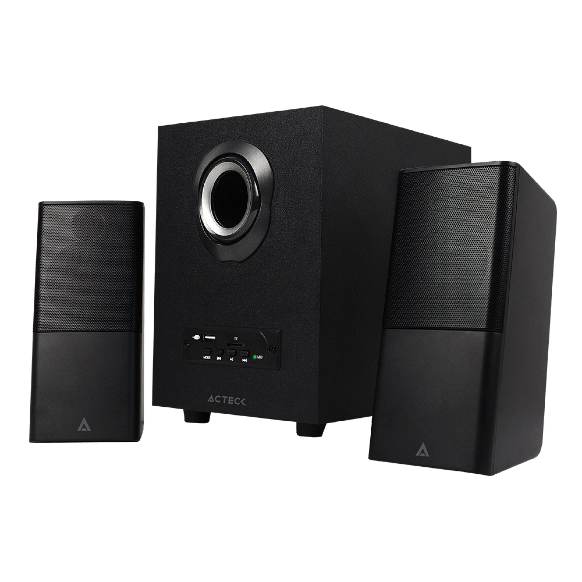 Bocinas Estéreo 2.1 ACTECK Inalámbricas BT-JACK 3.5 MM Micro SD-USB Negro IMPULSE AS680 –