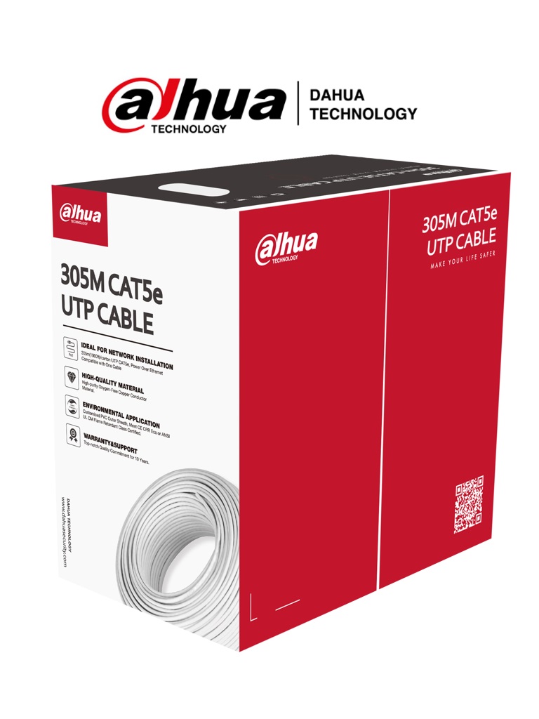 Bobina de Cable UTP Blanco 100  Cobre/ Categoria 5e/ 305 Metros/ CPR Eca/ Video y Redes/ Compatible con Alimentación PoE NB –