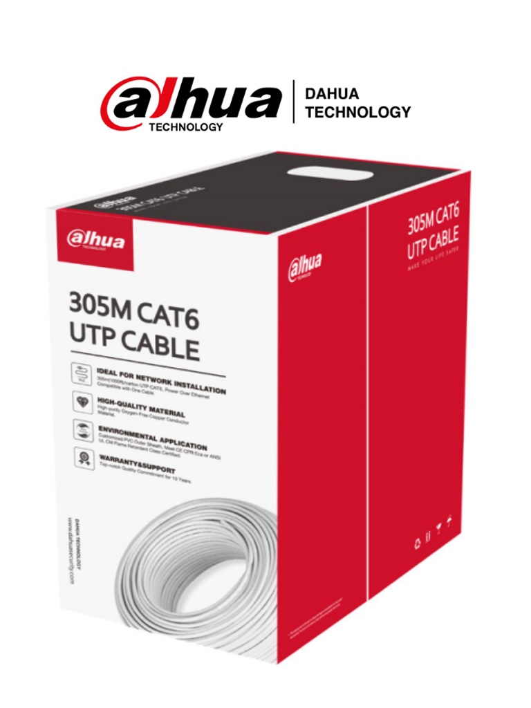 Bobina de cable UTP 100  cobre / Categoria 6 / Color blanco / Interior / 305 Metros / Redes / Video NB –