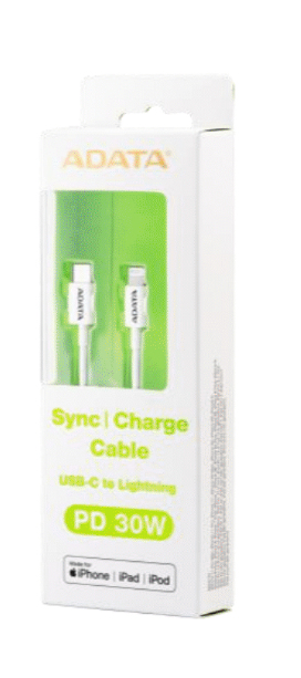 Cable USB-C a Lightning ADATA AMFICPL-1M-CWH – USB C, Lightning, 1 m, Blanco