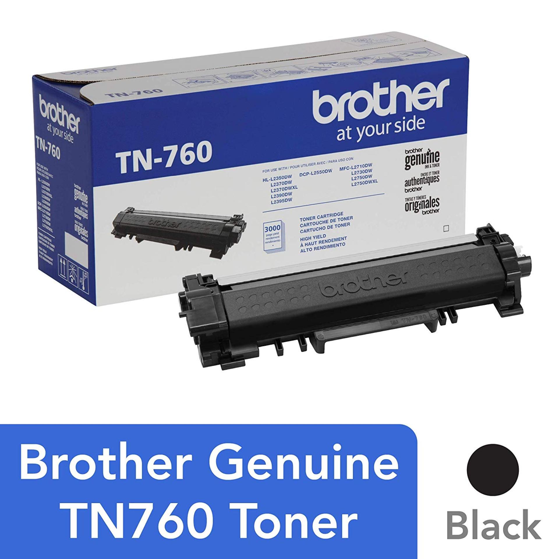Tóner Brother TN760 – negro, rendimiento aproximado 3, 000 páginas, para equipos DCPL2551DW.