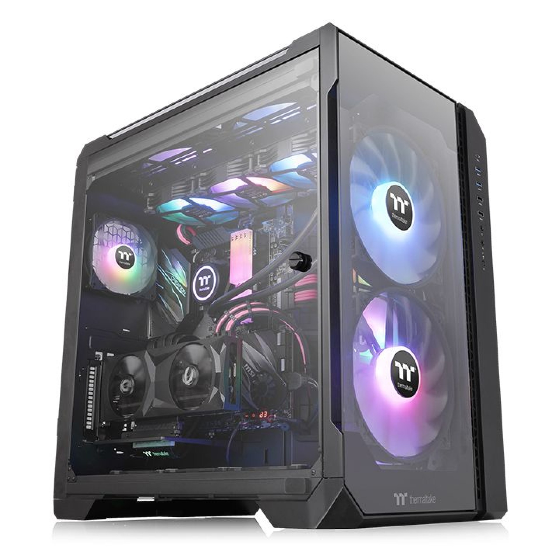 Gabinete Thermaltake View 51 TG ARGB Negro – Midi-Tower, ATX/EATX/Micro-ATX/Mini-ITX, USB 2.0/3.0, sin Fuente, 3 Ventiladores Instalados