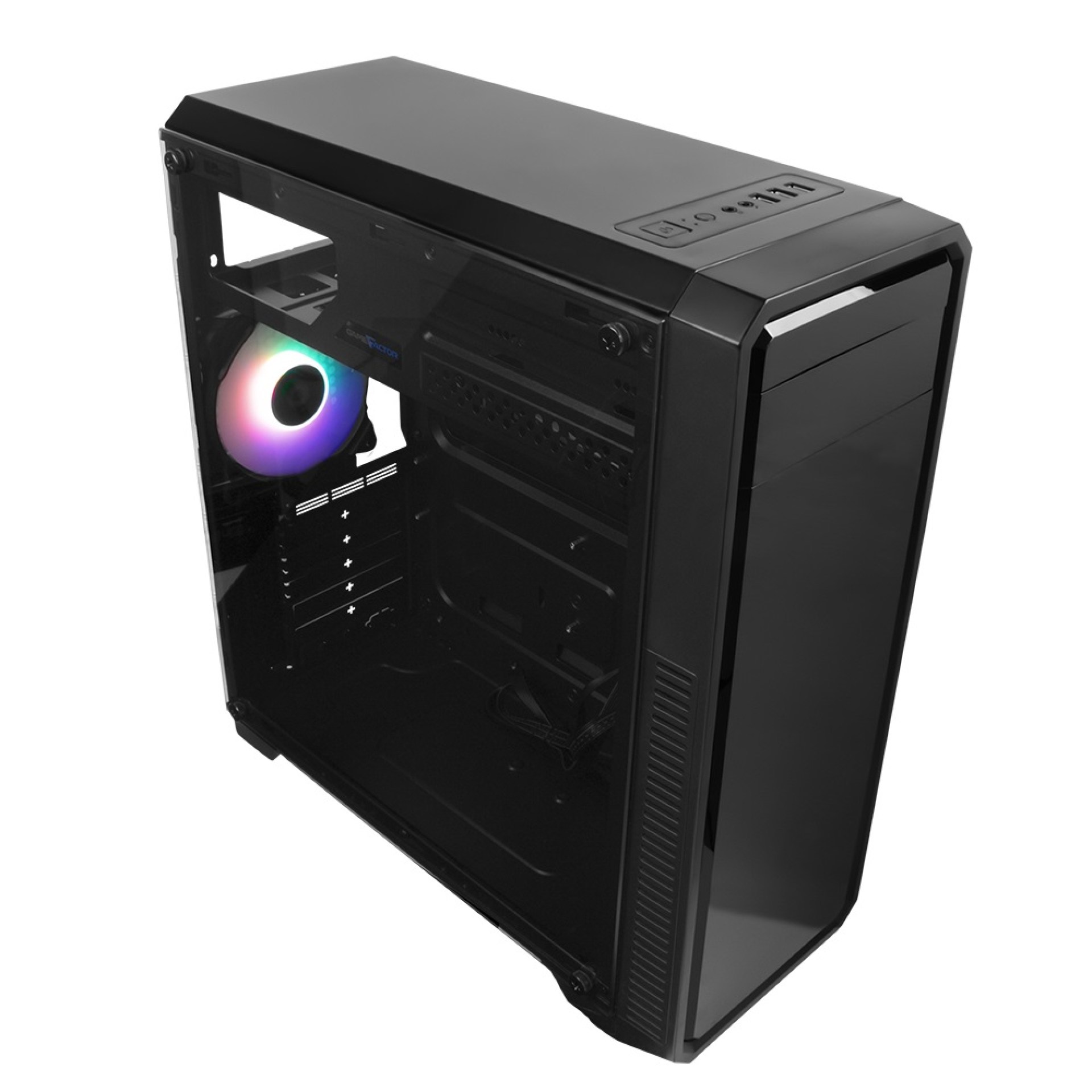 Gabinete Gaming GAME FACTOR CSG-300 – ATX, Micro ATX, Mini ITX, Gabinete, ATX, Negro