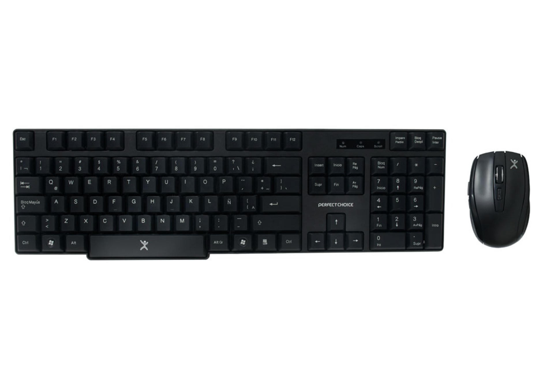 Kit de Teclado y Mouse PERFECT CHOICE – Estándar, Negro, 10 m, 1600 DPI