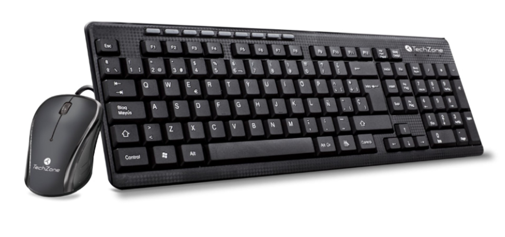 Kit Essencially TechZone – combo alámbrico con conexión USB, mouse 1000 DPI’s, teclado con 112 teclas tipo QWERTY, 1 año de garantía.
