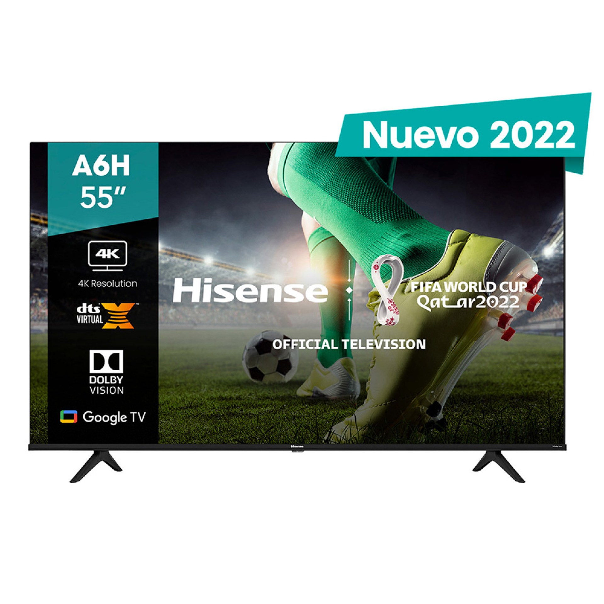 Televisor Hisense 55A6H – 55 pulgadas, LED 4K UHD, 3840 x 2160 Pixeles, SMART GOOGLE