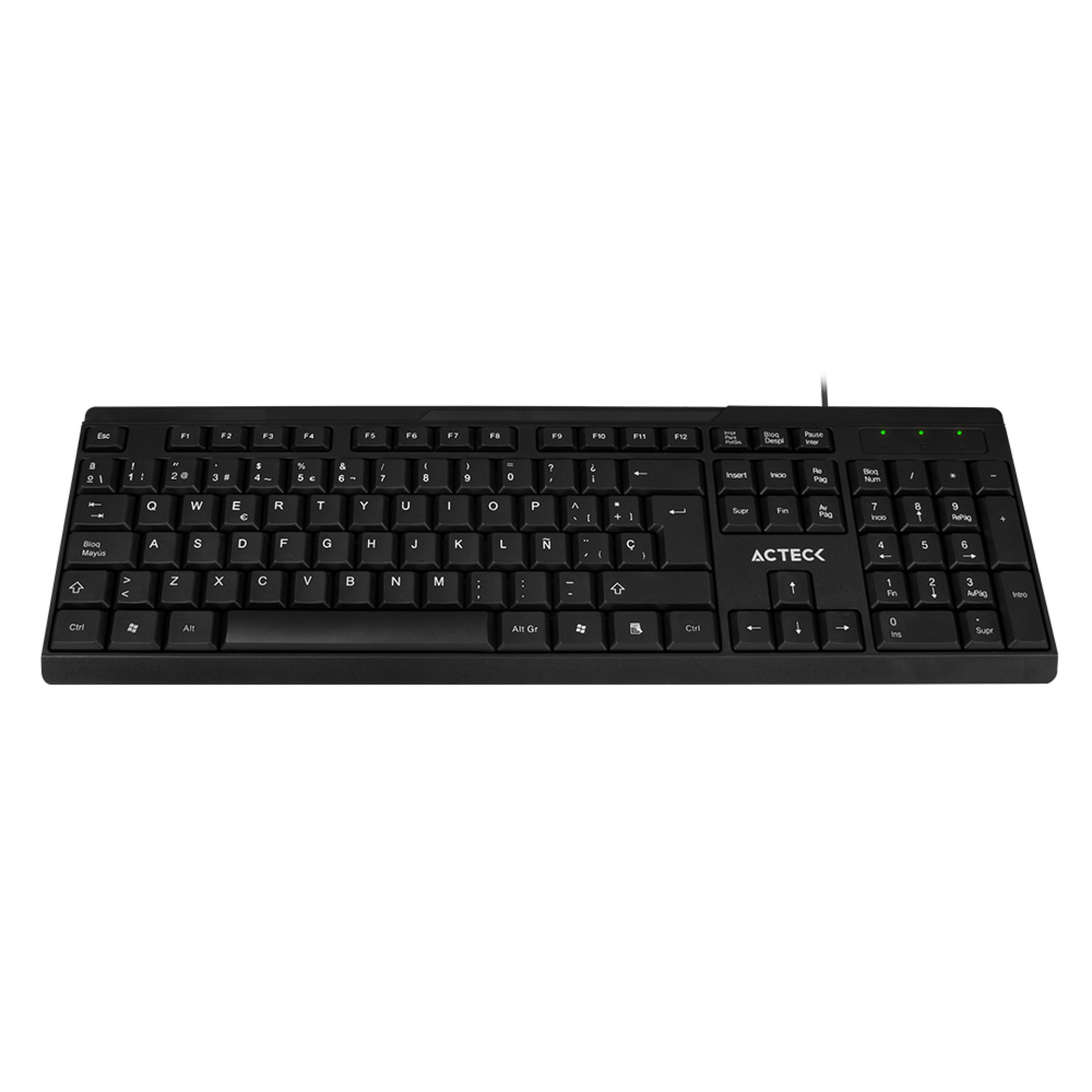 Teclado Estándar ACTECK Alámbrico USB WINDOWS-LINUX Diseño Clásico Negro INSPIRE TA210 –