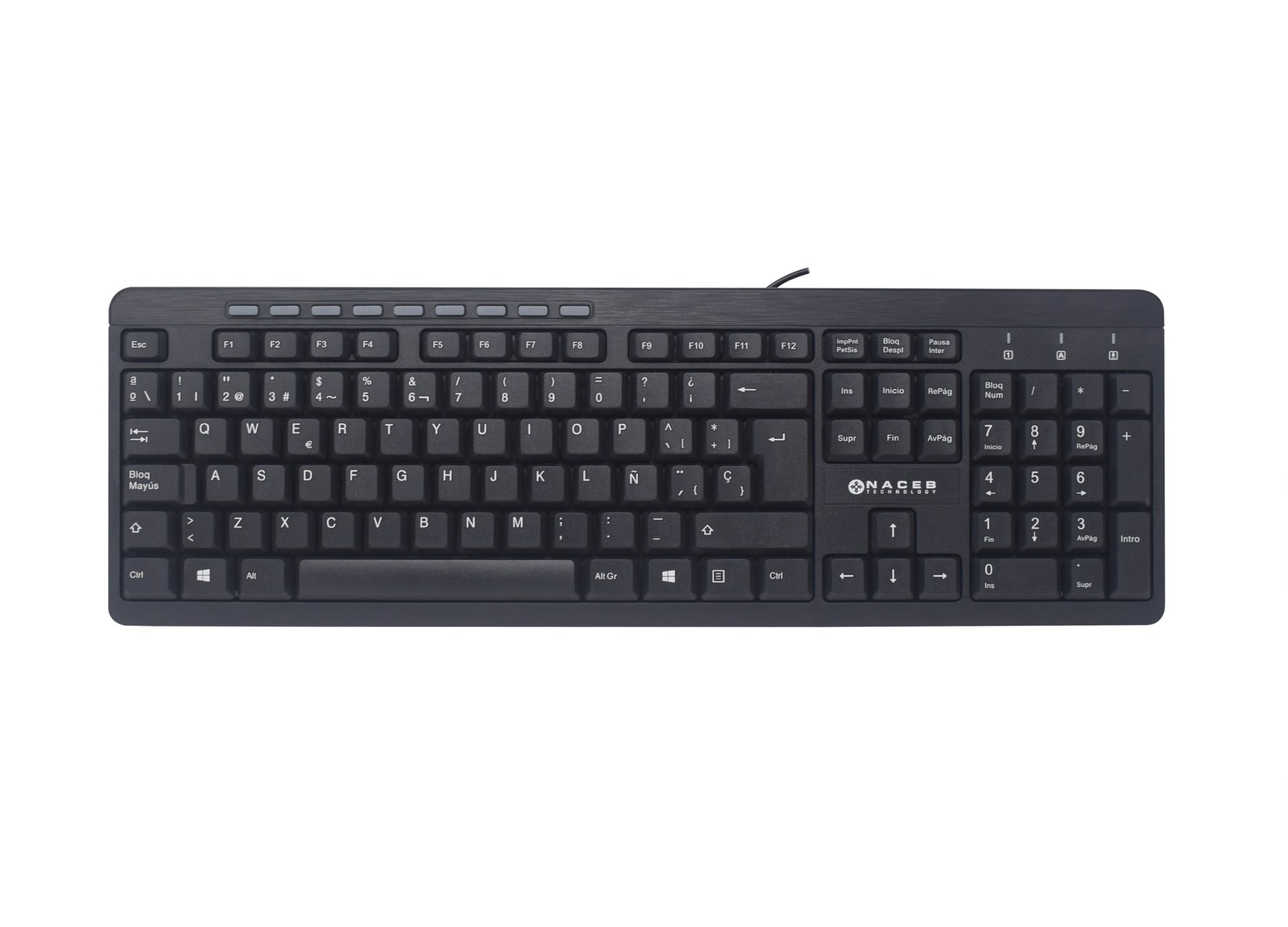 Teclado Multimedia Naceb Technology NA-0109 – Estándar, Negro, Alámbrico